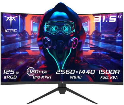 KTC H32S17 Gaming Monitor - 32 Zoll Curved QHD 180Hz. Schwarzes, gekrümmtes Display für ein flüssiges und immersives Gaming-Erlebnis.