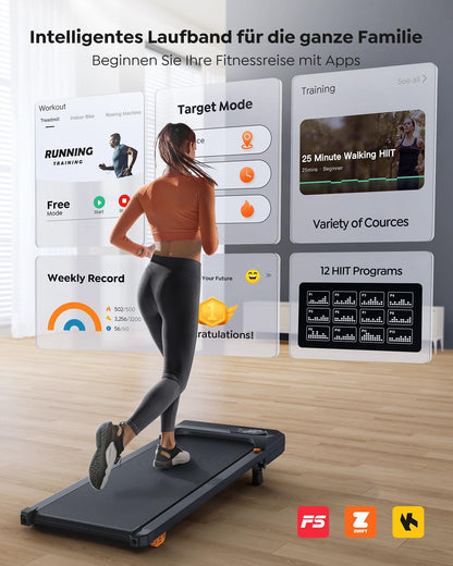 Kompaktes Walking Pad mit Steigung – Für Zuhause & Büro