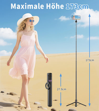 TONEOF Selfie Stick Stativ, magnetisch, MagSafe, 173 cm, schwarz