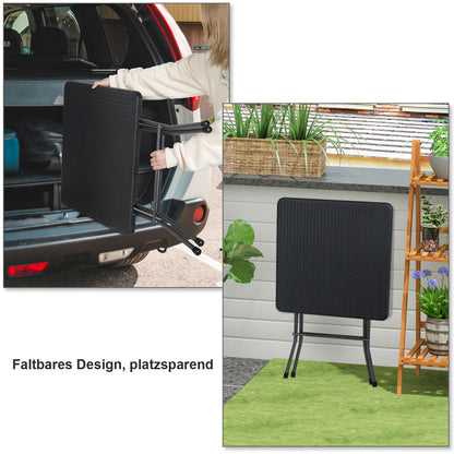 eSituro Klapptisch Gartentisch Balkontisch, Rattanoptik, schwarz