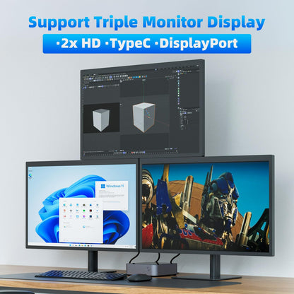 DreamQuest Mini PC Windows 11 Pro 16GB DDR4 512GB M.2 SSD Intel N95 (bis zu 3.4Ghz) Micro Desktop Computer mit HDMI/2x LAN/WiFi 5/BT 5/4xUSB3.2 für Office Klein PC Besser als N5105,Type C(Max 10Gbps)