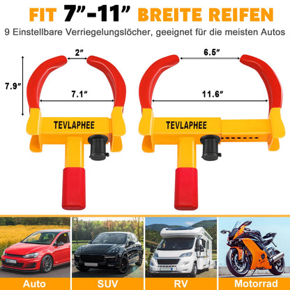 Tevlaphee Radkralle Parkkralle mit Sicherheitsschloss und 3 Schlüsseln