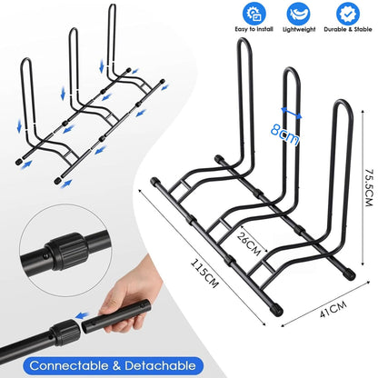 TLGREEN Fahrrad Bodenständer Set – 3 Stück, Schwarz, für bis 80mm Reifen