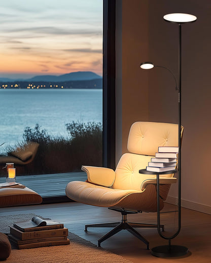 LuminexDesigns LED Deckenfluter mit Tisch Dimmbar - Schwarz