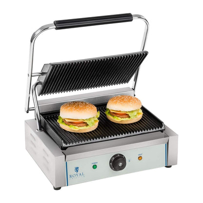 Royal Catering RCKG-2200-G Panini Kontaktgrill Geriffelt