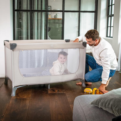 hauck Dream N Play Baby Reisebett – Alvi Komfort Matratze, Moskitonetz, Beige