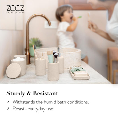 ZCCZ Badezimmer Set 6-teilig – Organizer in Marmor-Optik, Sandfarben