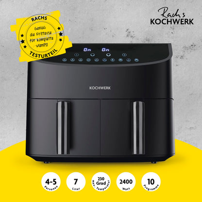 Rachs KOCHWERK Doppelkammer Heissluftfritteuse 7L Digital - Schwarz