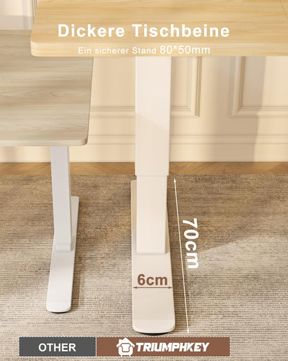 TRIUMPHKEY Höhenverstellbarer Schreibtisch 160x80 cm mit USB, Beige