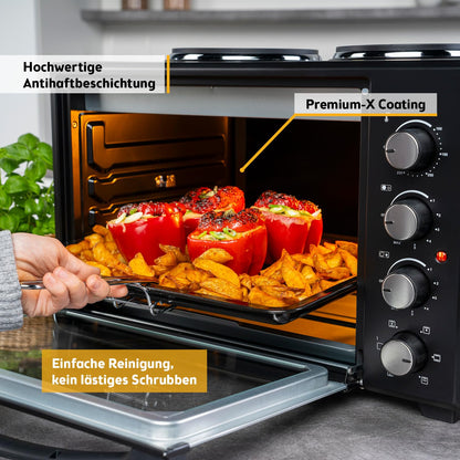 TZS First Austria Minibackofen mit Kochplatten 45L 3200W