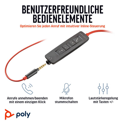 Poly Blackwire 3225 Schnurgebundenes Headset – USB-C/A/3.5mm