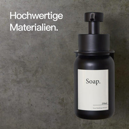 Designfabrik Hamburg Glas-Seifenspender mit Wandhalterung Schwarz