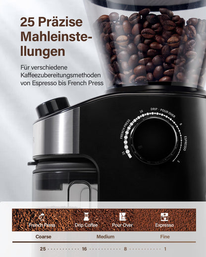 SHARDOR Kaffeemühle CG836, elektrisch mit Scheibenmahlwerk, 200 W