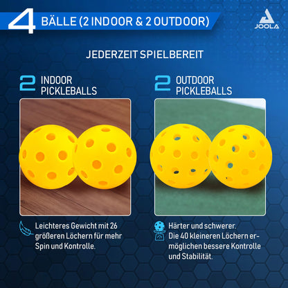 JOOLA Blue Lightning Pickleball Set – 2 Schläger, Tasche, 7-teilig