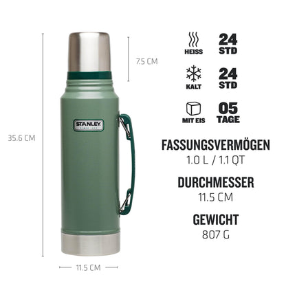 Stanley Classic Legendary Thermoskanne 1 L Edelstahl auslaufsicher