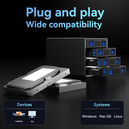 TechPro USB 3.0 Festplattengehäuse - 4-Schacht, 2.5/3.5" SATA