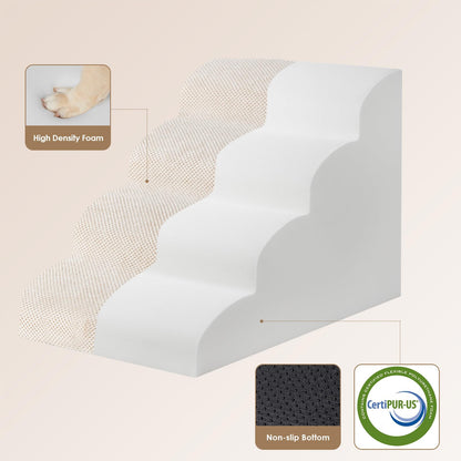 EHEYCIGA Hundetreppe 4 Stufen, Haustiertreppe aus Schaumstoff, Beige