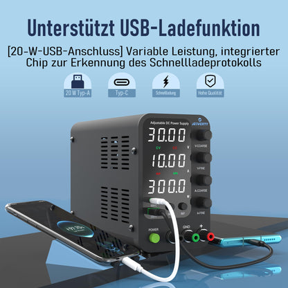 Jesverty SPS-3010V Labornetzteil DC Regelbar - 32V 10A USB-C