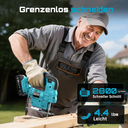 Seesii Akku-Stichsäge JS01 21V mit 2 Akkus und 9 Sägeblättern