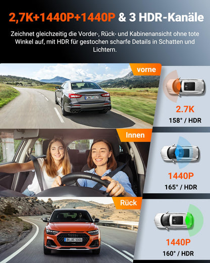 VANTRUE N4S 3-Kanal Auto Dashcam – STARVIS 2, HDR, WiFi, GPS