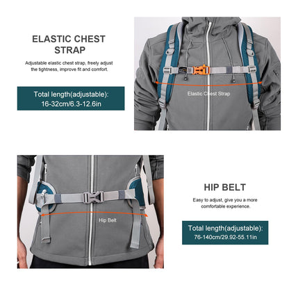 Mountaintop Wanderrucksack 40L mit Regenhülle, Blaugrün