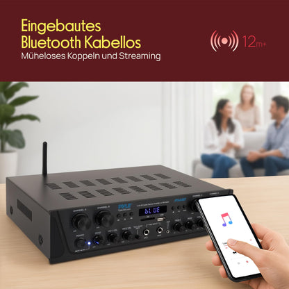 Pyle 500W Bluetooth Verstärker 4-Kanal Stereo Receiver mit FM-Radio