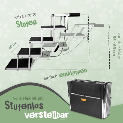 Hundetreppe Auto klappbar 65cm - 5 Stufen für grosse Hunde