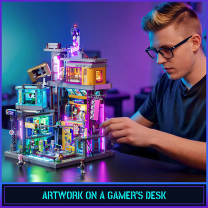 Lumibricks Cyberpunk Spielhalle Klemmbausteine Set mit 2580 Teilen