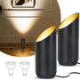 HUAEU LED Bodenstrahler Uplight 6W GU10 warmweiss, Schwarz, 2er-Pack – zylindrische Bodenleuchte aus Aluminium
