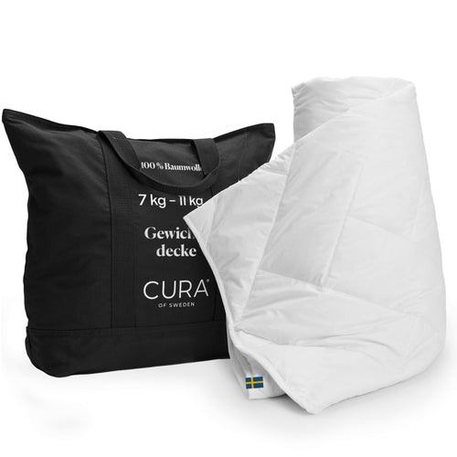CURA Pearl Classic Gewichtsdecke Therapiedecke 135x200 cm - 7 kg. Gesteppte Decke, fördert durch Tiefendruck Entspannung und Schlaf.