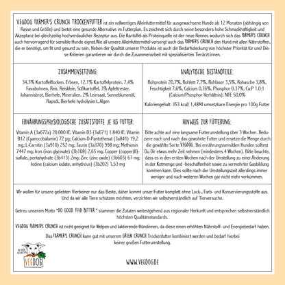 VEGDOG Farmer's Crunch hypoallergenes Trockenfutter für Hunde 10 kg