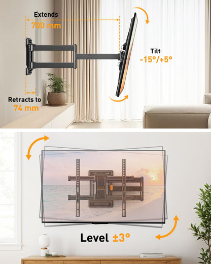 Perlegear TV Wandhalterung PGMF24B Full Motion für 32-65 Zoll TVs