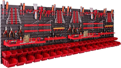 Werkstatt Lagersystem Wandregal 230x78 cm mit 46 Stapelboxen