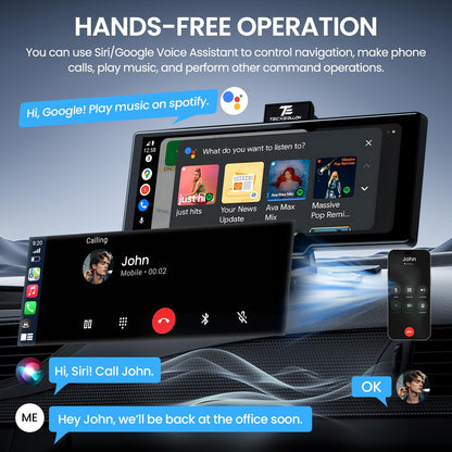 TECXERLLON DC10Q5 CarPlay Display mit 4K Dashcam und Rückfahrkamera