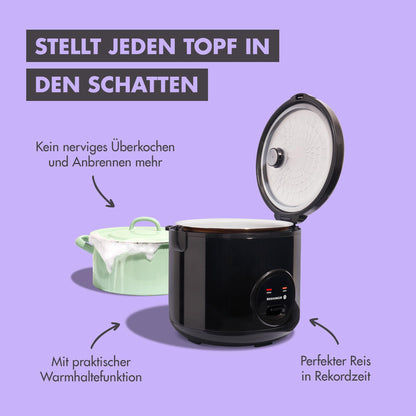 REISHUNGER Reiskocher & Dampfgarer 1.8L - Keramik Schwarz