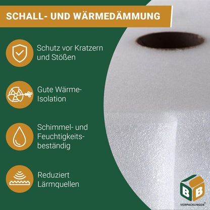 BB-Verpackungen Trittschalldämmung 5 mm, 50 m² Rolle (1,0 x 50 m)