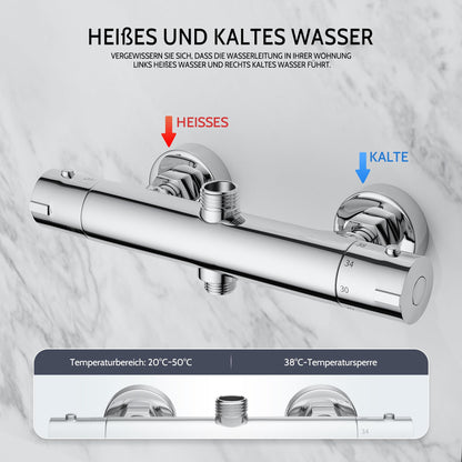 MORADO Duscharmatur Thermostat 2 Auslässe – Verchromt Rund