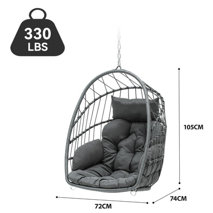 YITAHOME Hängesessel aus Rattan mit 2 Kissen, bis 150 kg, Grau