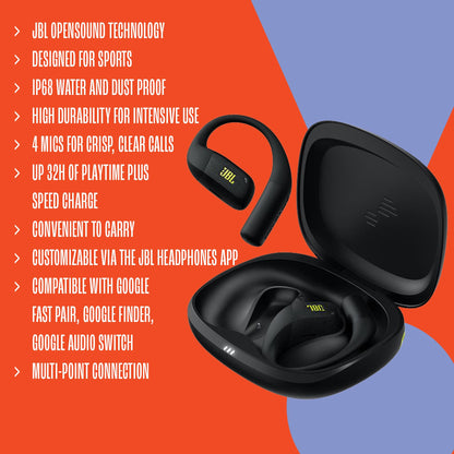 JBL Endurance Zone Open-Ear Sport-Kopfhörer, IP68, Schwarz/Limette