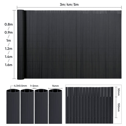 Sekey PVC Sichtschutzmatte 90x500 cm, Balkon & Garten, Anthrazit