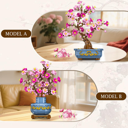 HOGOKIDS Kirschblüten-Bonsai Bauset, 2-in-1 Bausteine, 775 Teile