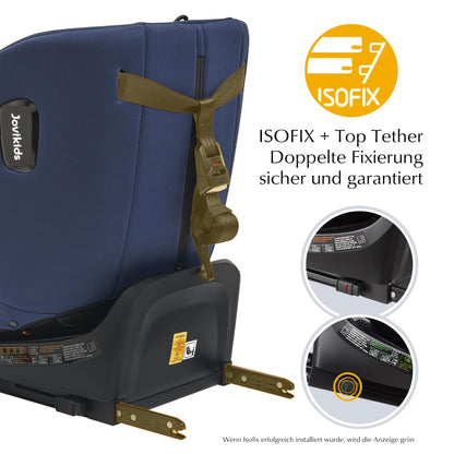 Jovikids 360° Drehbar i-Size Reboarder ISOFIX Kindersitz - Blau