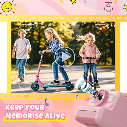 HiMont KC02 Kinderkamera Sofortbildkamera 1080P mit 32GB Karte, Rosa