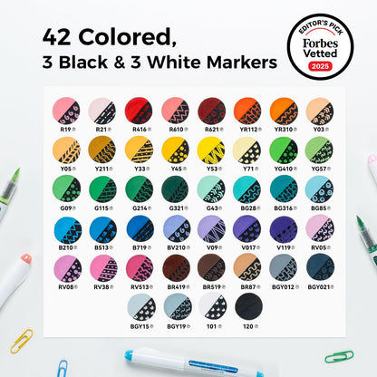 Ohuhu Acrylstifte Set 48 Farben, wasserfest, Pinselspitze 1-5 mm