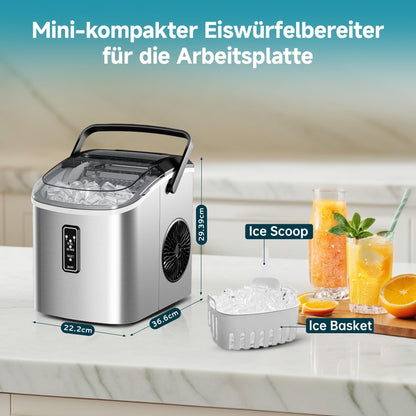EUHOMY Eiswürfelmaschine Klein, 12 kg/Tag, 2 Würfelgrössen, tragbar