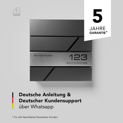 NewHabitat Wandbriefkasten Anthrazit Zeitungsfach – personalisiert