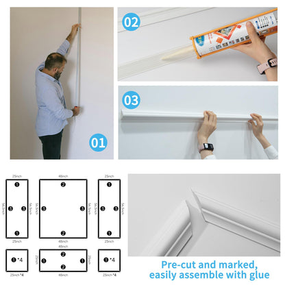 Art3d Zierleisten-Set, vorgeschnitten, 6-teilig, Polystyrol