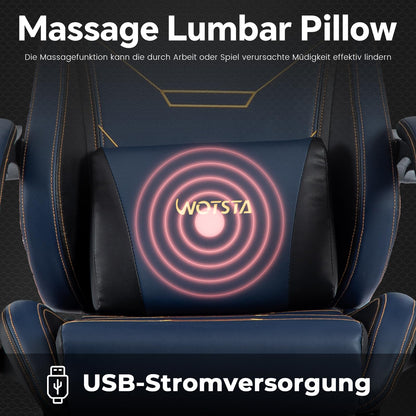 WOTSTA Gaming Stuhl Ergonomisch mit Fussstütze - Blau