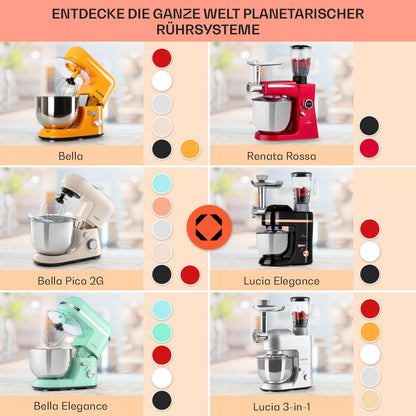 Klarstein Knetmaschine 1300W – 5L Teigmaschine mit Planetenrührwerk