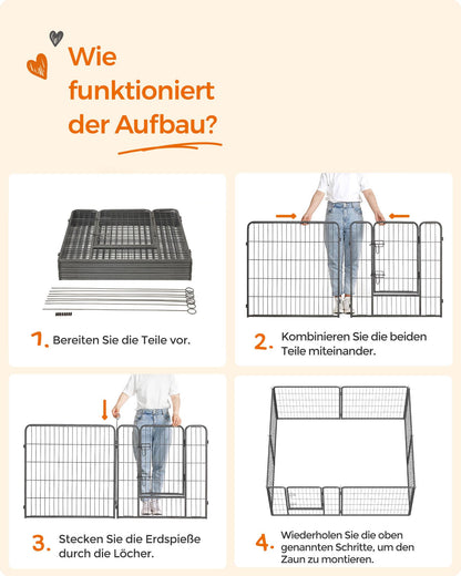 Feandrea Freilaufgehege DIY Laufstall XL - Grau PPK88G